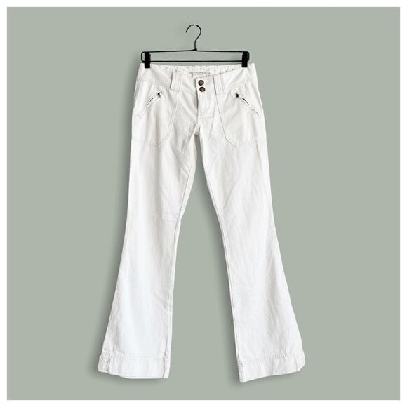 Y2k Abercrombie & Fitch Vintage NWT White Low Rise Flare Utility Chino Pants - Picture 1 of 8